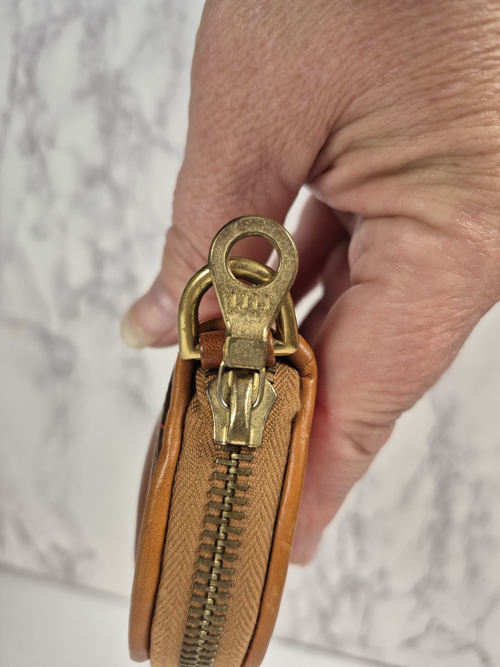 Dooney & Bourke Brown and Red Leather Coin Pouch - Picture 4 of 4